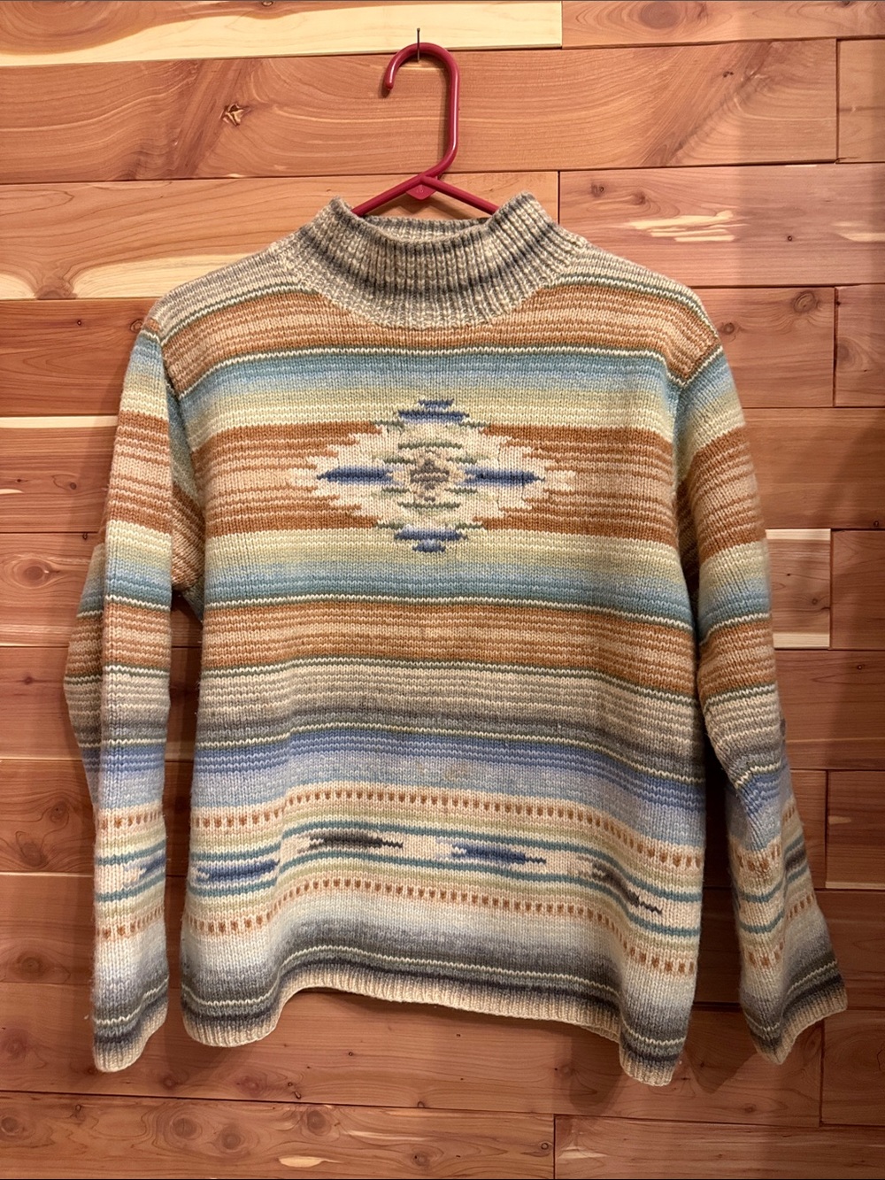 Lauren Ralph Lauren Women's Southwestern Turtleneck Sweater - Cream, Tan & Blue